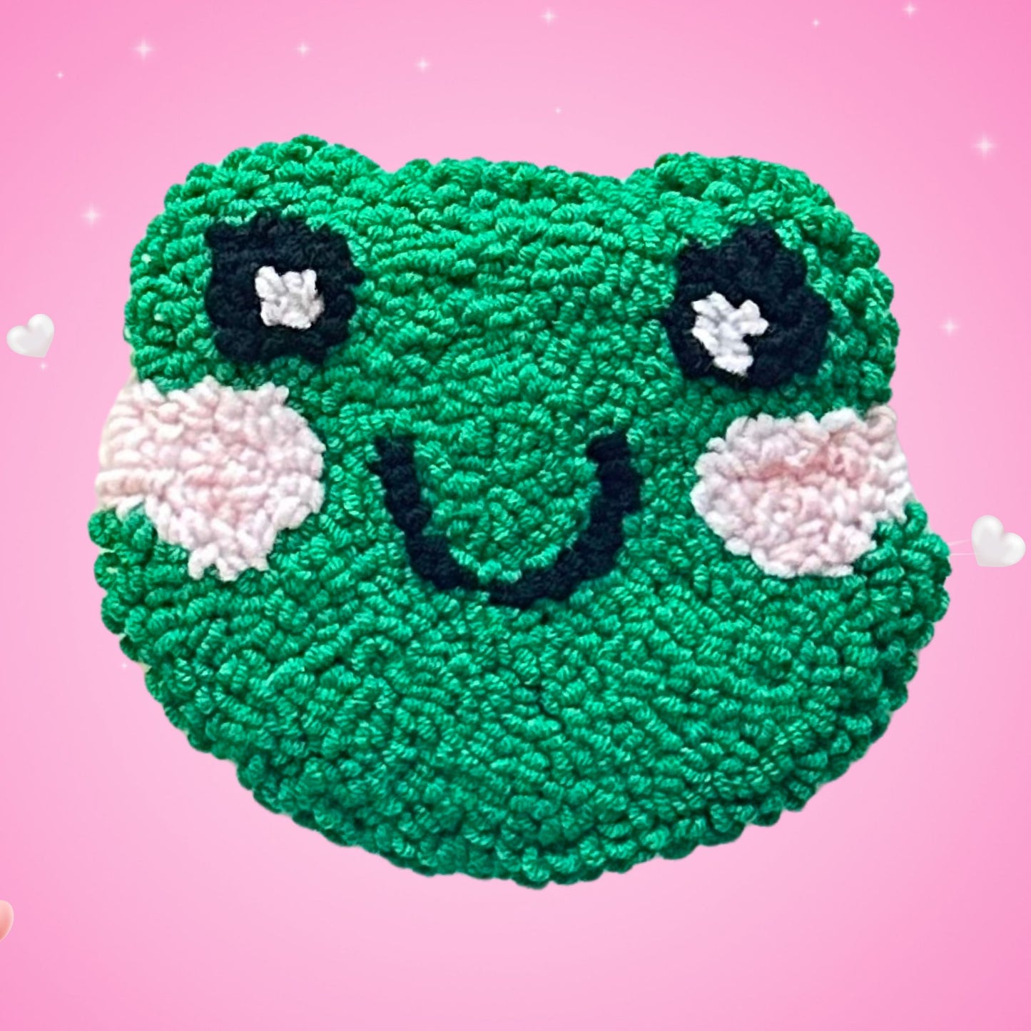 Froggy Punch Needle Coasters – Handmade, Non-Slip