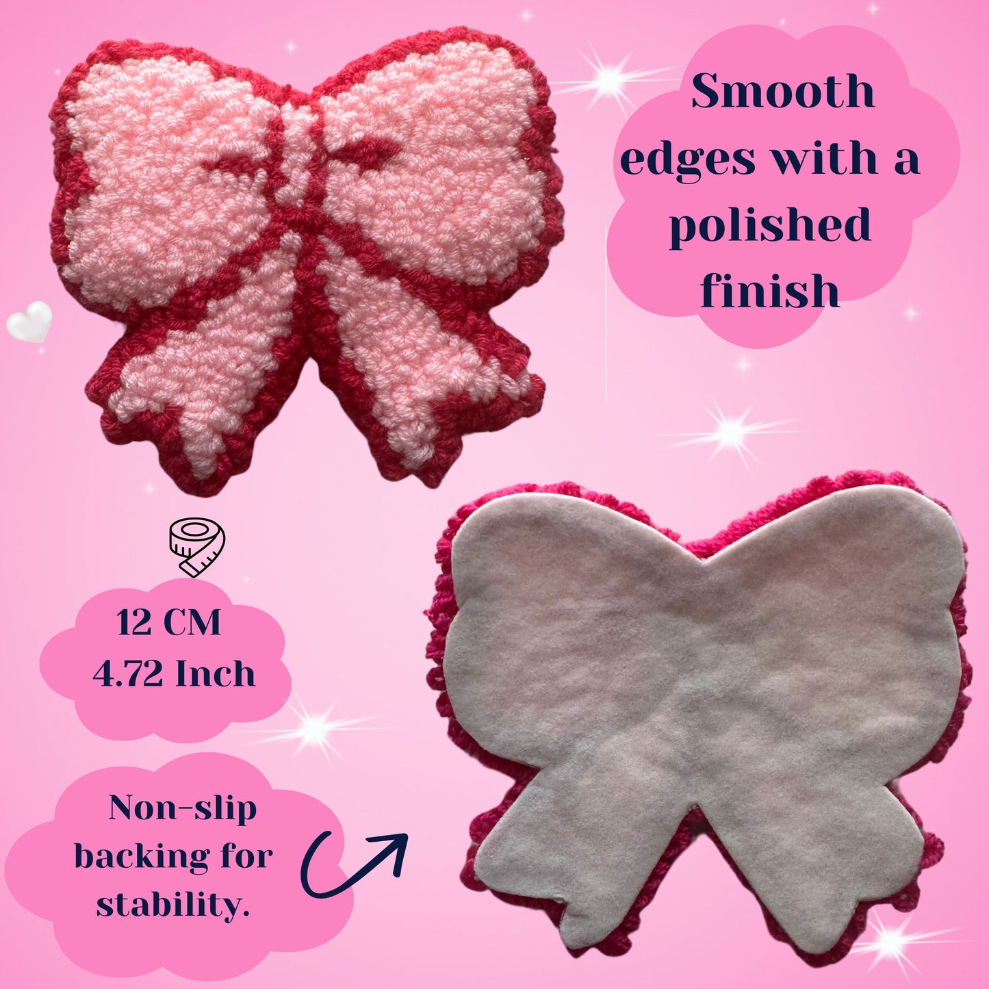 Coquette Bow Needle Coasters – Handmade, Non-Slip