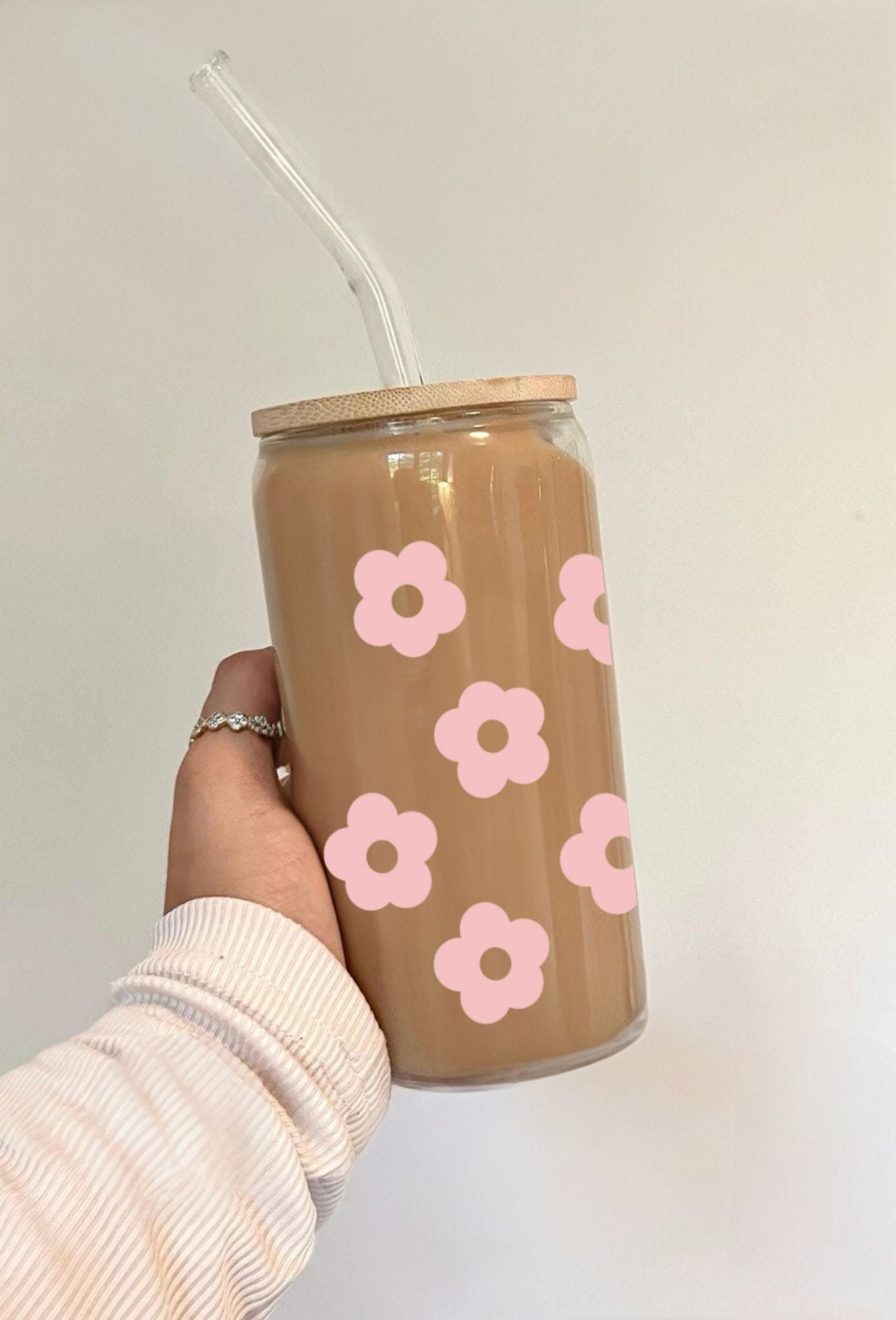 Pink Daisy Glass Cup