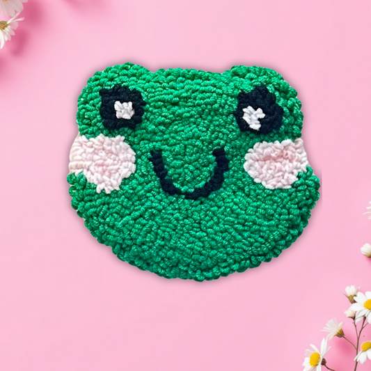 Froggy Punch Needle Coasters – Handmade, Non-Slip