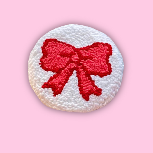 Coquette Punch Needle Coasters – Handmade, Non-Slip