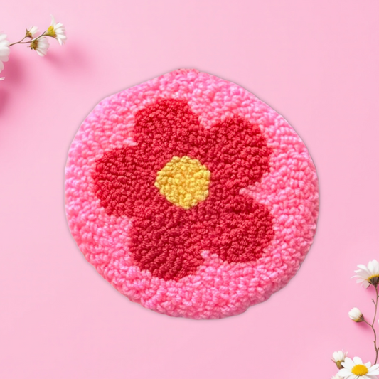 Daisy Punch Needle Coasters – Handmade, Non-Slip