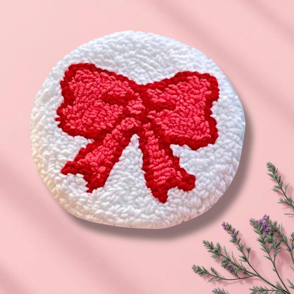 Coquette Punch Needle Coasters – Handmade, Non-Slip