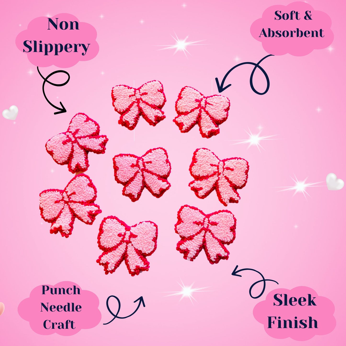 Coquette Bow  Needle Coasters – Handmade, Non-Slip